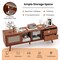 Brown Wooden TV Stand with Drawers and Adjustable Shelves Large Rattan Glass Storage Cabinet for TVs up to 65 Inches